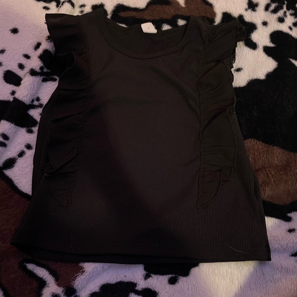 SHEIN Black Ruffle Sleeve Tank Top